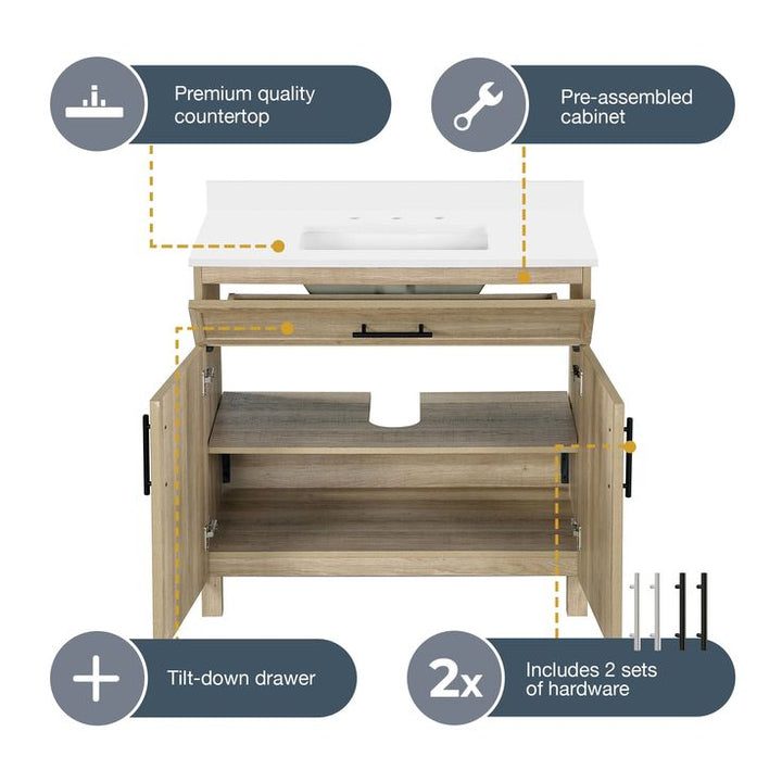 Style Selections Dolton 36-in Natural Oak Undermount Single Sink