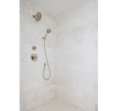 Arctic White Brushed Marble Wall and Floor Tile - 8 x 20 in.