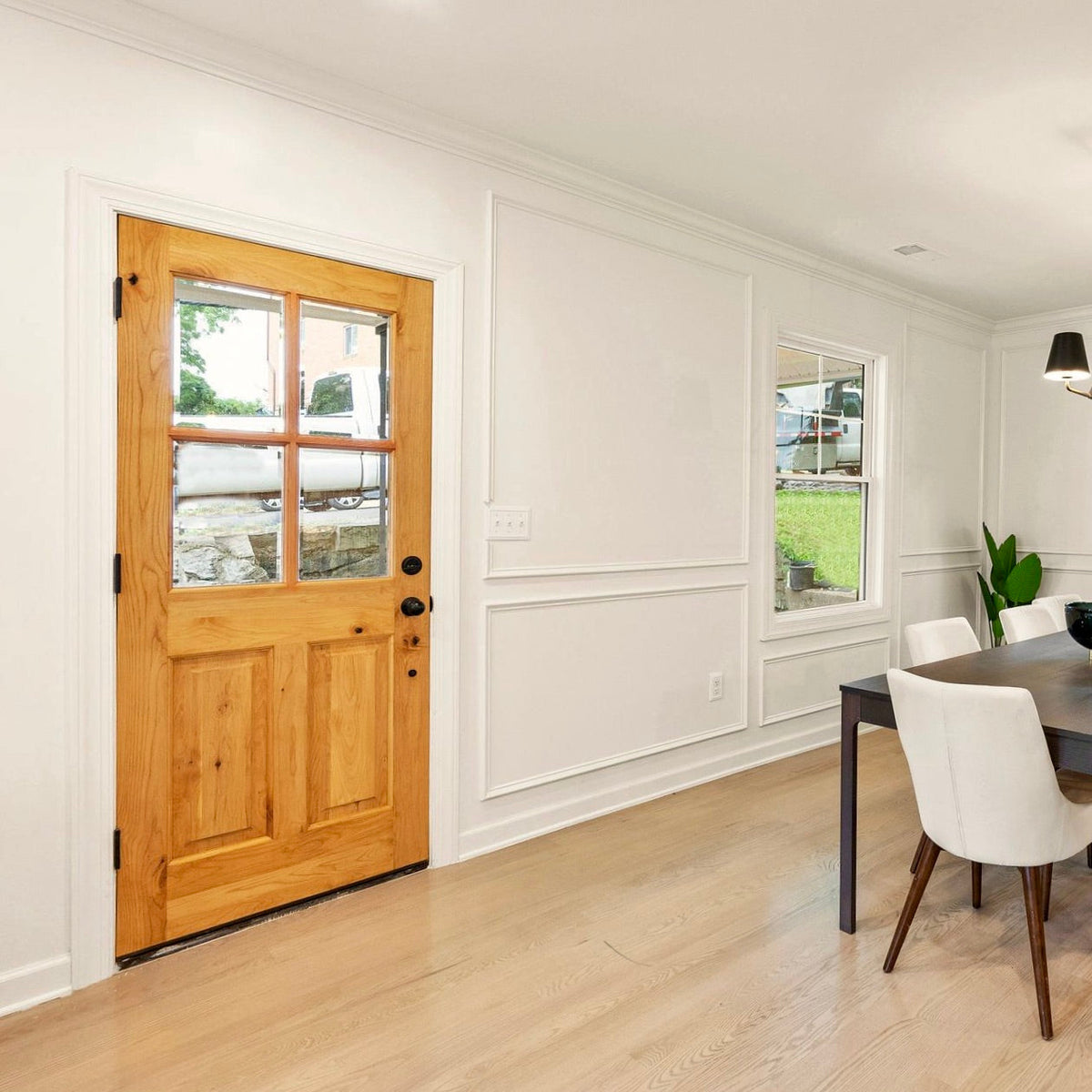 Krosswood Doors 32 in. x 80 in. Rustic Knotty Alder 4-Lite Clear Glass 2-Panel Unfinished Wood Front Door Slab