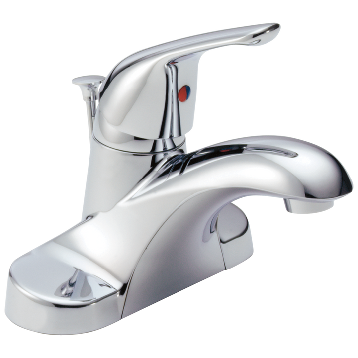 Delta Foundations Chrome 1-Handle 4-in Centerset WaterSense Bathroom Sink Faucet with Drain
