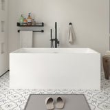 Vanity Art Talence 59 in. Acrylic Flatbottom Freestanding Bathtub in White/Titanium Gold