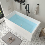 Vanity Art Talence 59 in. Acrylic Flatbottom Freestanding Bathtub in White/Titanium Gold