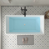 Vanity Art Talence 59 in. Acrylic Flatbottom Freestanding Bathtub in White/Titanium Gold