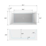 Vanity Art Talence 59 in. Acrylic Flatbottom Freestanding Bathtub in White with Integrated Overflow