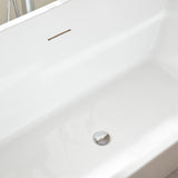 Vanity Art Talence 59 in. Acrylic Flatbottom Freestanding Bathtub in White/Titanium Gold