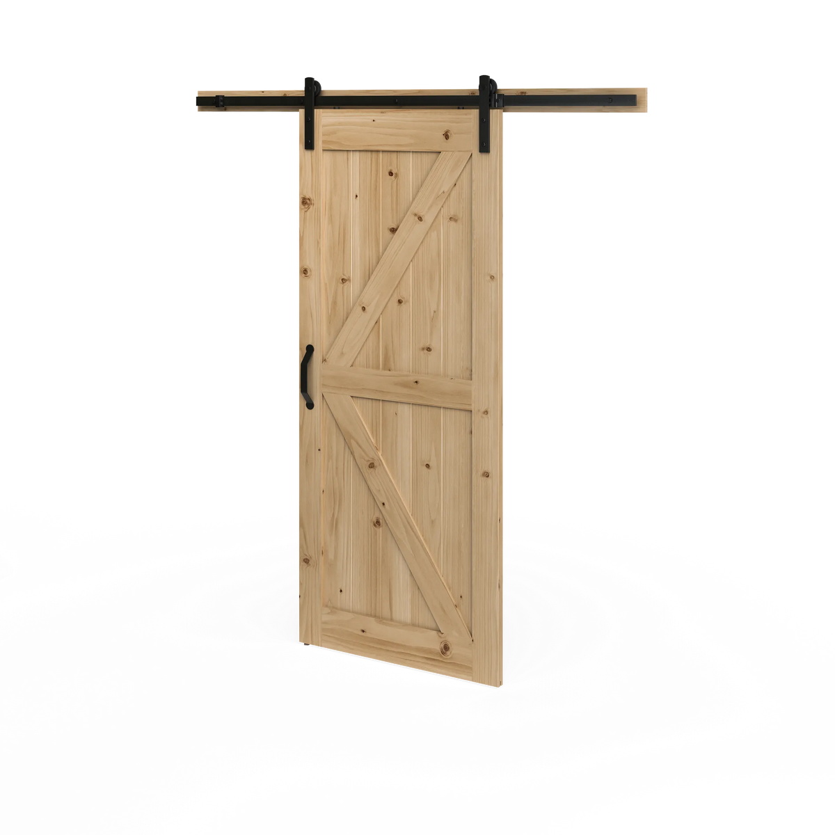 Masonite 36 in. x 84 in. K-Bar Knotty Pine Wood Interior Sliding Barn Door Slab with Hardware Kit
