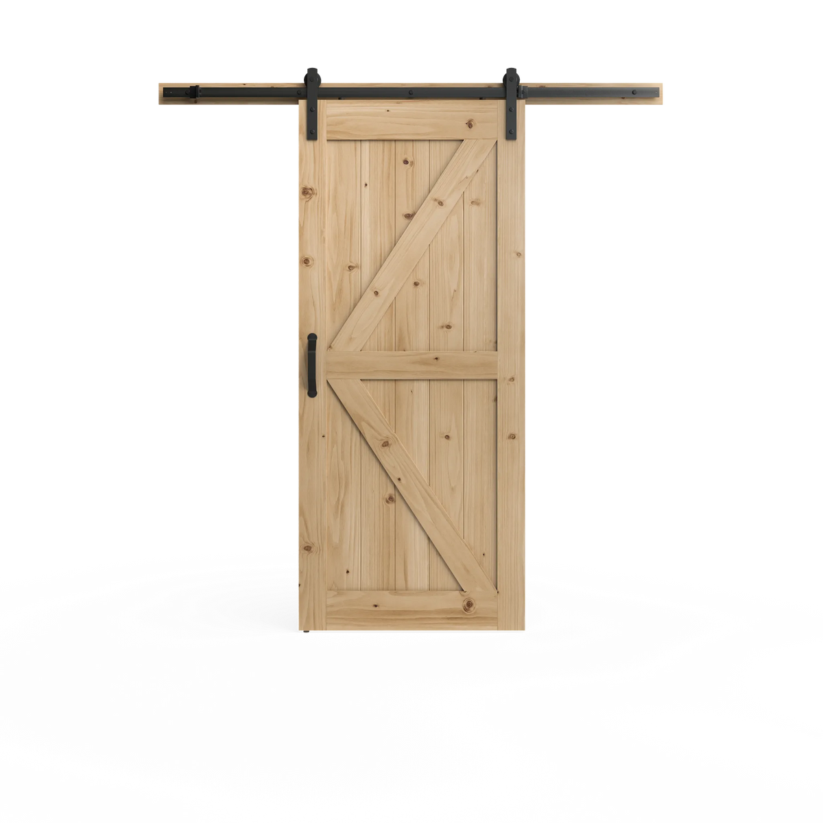 Masonite 36 in. x 84 in. K-Bar Knotty Pine Wood Interior Sliding Barn Door Slab with Hardware Kit