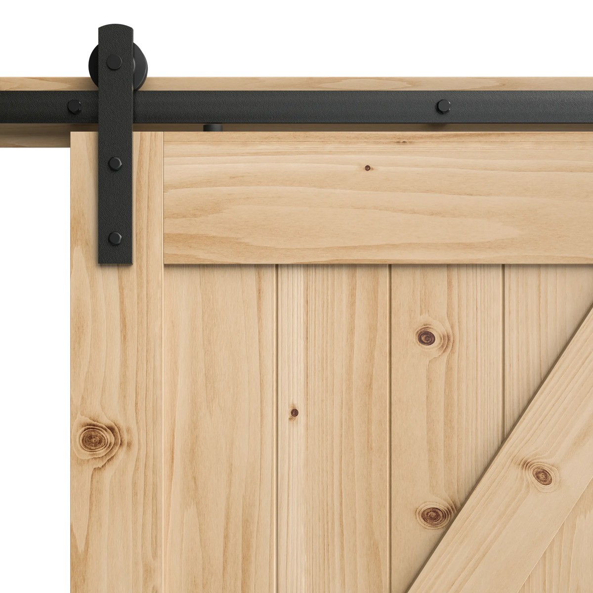 Masonite 36 in. x 84 in. K-Bar Knotty Pine Wood Interior Sliding Barn Door Slab with Hardware Kit