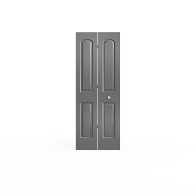 Masonite Roman 30-in x 80-in Snowstorm 2-Panel Round Top Prefinished Molded Composite Bifold Door