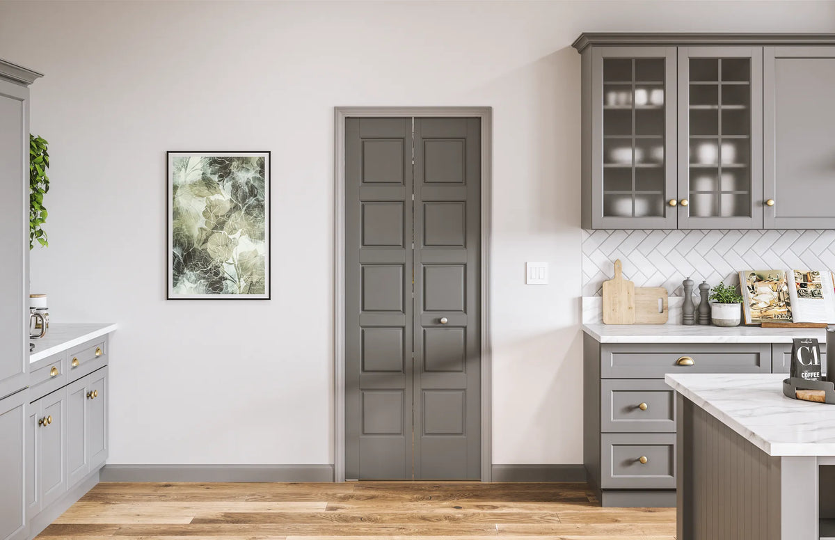 Masonite Riverside 36-in x 80-in Blue Heron 5-Panel Equal Prefinished Molded Composite Bifold Door (Hardware Included)