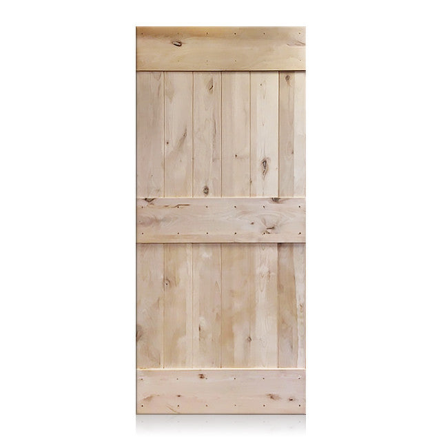 Krosswood Doors 30 in. x 80 in. 2-Panel Solid Core Unfinished Knotty Alder Interior Barn Door Slab