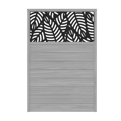 Barrette Outdoor Living 6 ft. x 4 ft. Driftwood Vinyl Fence with Sanibel Black Decorative Screen