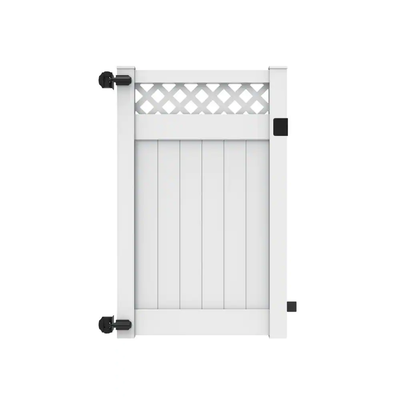 Barrette Outdoor Living Anderson 4 ft. x 6 ft. White Vinyl Lattice Top Fence Gate