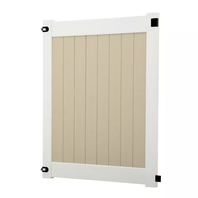 Barrette Outdoor Living Roosevelt 5 ft. W x 6 ft. H 2-Toned (White Rails and Sand Infill) Vinyl Un-Assembled Fence Gate