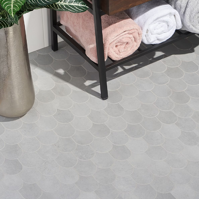 Bond Nimbus Silver Fishscale Plume Matte Porcelain Mosaic Tile