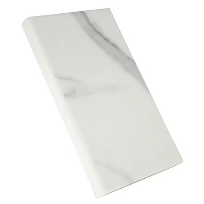 Calacatta Nowy White Single Beveled 6 in. x 73 in. Polished Marble Floor and Wall Tile (6.08 linear ft.)