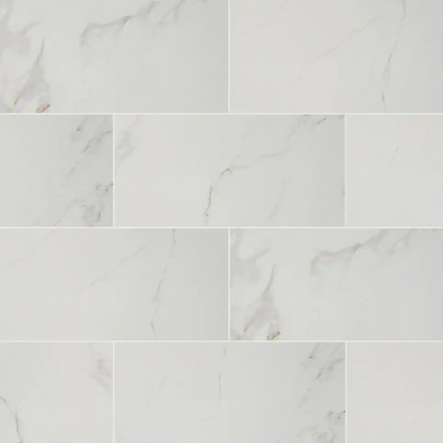Carrara White 12 in. x 24 in. Matte Porcelain Stone Look Floor and Wall Tile (16 sq. ft./Case)