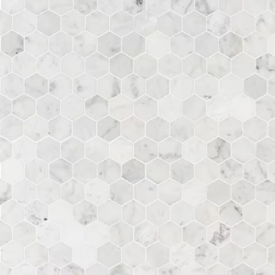 Carrara White Hexagon 12 in. x 12 in. x 8mm Honed Marble Mesh Mounted Mosaic Tile (9.8 sq. ft./ case)