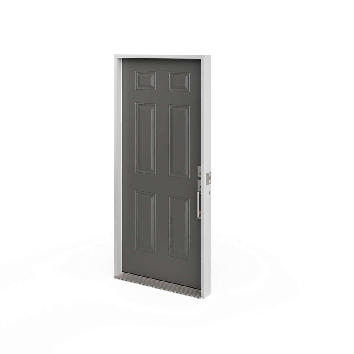 Masonite 30 in. x 80 in. Premium 6-Panel Left Hand Inswing Primed Steel Prehung Front Exterior Door (No Brickmold)