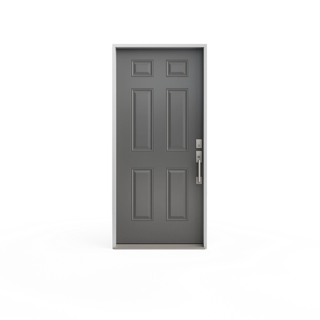 Masonite 32 in. x 80 in. Premium Primed Left-Hand Inswing 6-Panel Steel Prehung Front Door with No Brickmold