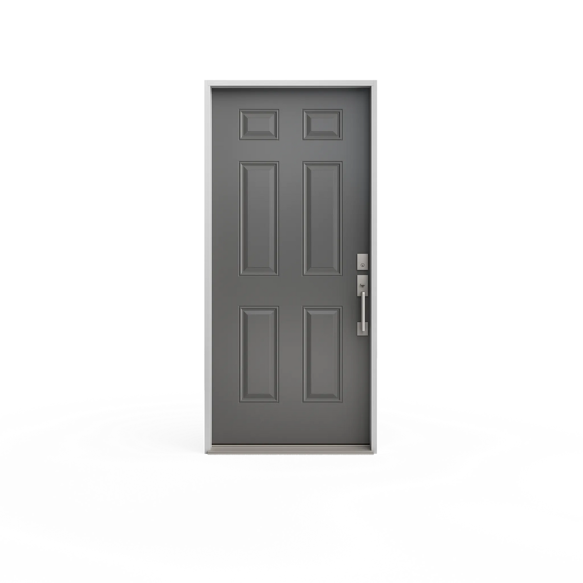 Masonite 30 in. x 80 in. Premium 6-Panel Left Hand Inswing Primed Steel Prehung Front Exterior Door (No Brickmold)