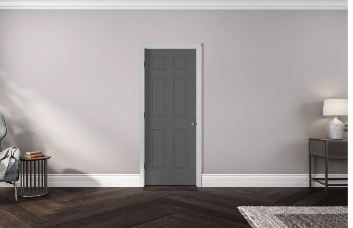 Masonite Traditional 30-in x 78-in 6-Panel Hollow Core Primed Molded Composite Right-Hand Inswing/Outswing Single Prehung Interior Door