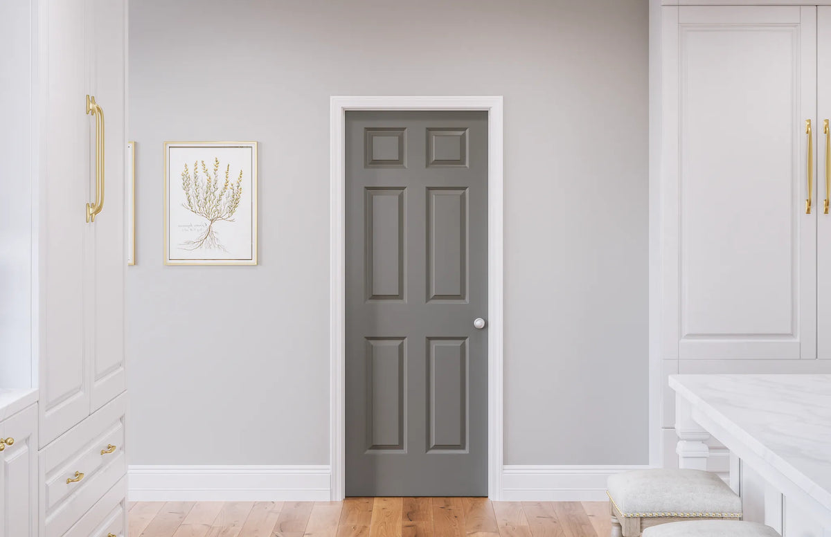 Masonite Traditional 30-in x 78-in 6-Panel Hollow Core Primed Molded Composite Right-Hand Inswing/Outswing Single Prehung Interior Door