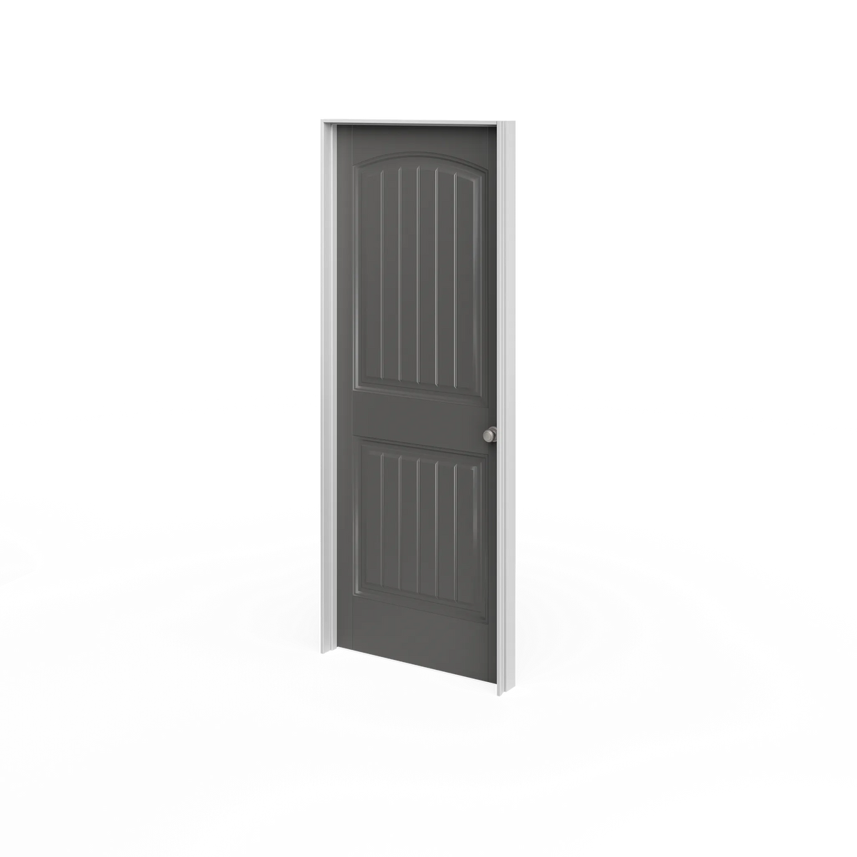 Masonite Cheyenne 36-in x 80-in White 2-Panel Round Top Plank Solid Core Prefinished Molded Composite Right-Hand Inswing Single Prehung Interior Door