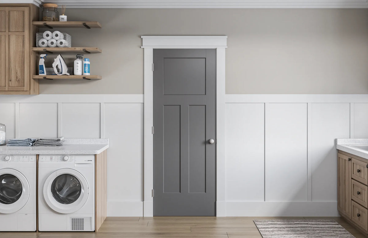 Masonite Winslow 28-in x 80-in 3-Panel Craftsman Solid Core Molded Composite Left-Hand Single Prehung Interior Door