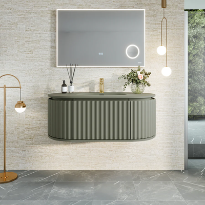 Eviva Haven 39"W x 22"D Green Wall Mount Bathroom Vanity with Green Solid Surface Countertop and Integrated Sink