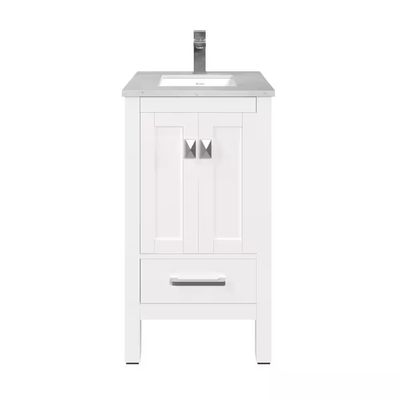 Eviva London 20 in. W x 18 in. D x 34 in. H Bathroom Vanity in White with White Carrara Marble Top with White Sink