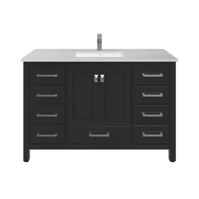 Eviva London 42 in. W x 18 in. D x 34 in. H Bathroom Vanity in Espresso with White Carrara Marble Top with White Sink