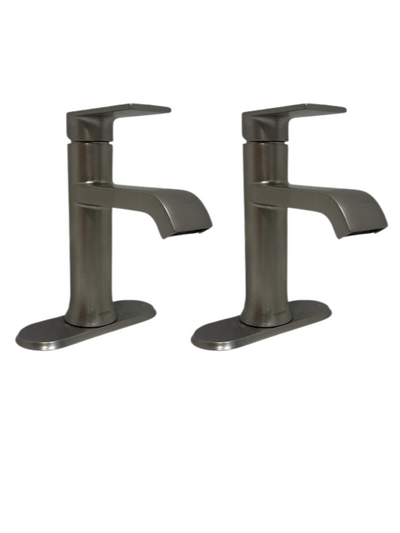 Genta Single Handle Single Hole Bathroom Faucet in Spot Resist Brushed Nickel (2-Pack)