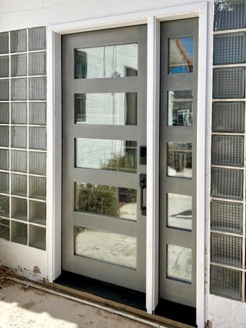 Krosswood Doors 32 in. x 80 in. Contemporary Hemlock 5-Lite Clear Glass Unfinished Wood Front Door Slab
