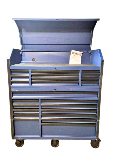 Husky Heavy-Duty 56 in. W 23-Drawer Combination Tool Chest and Cabinet Set, Matte Blue