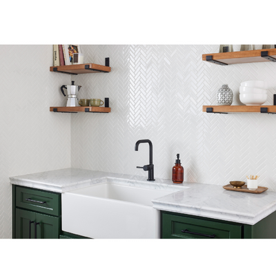 Herringbone Gloss White Porcelain Mosaic Wall and Floor Tile