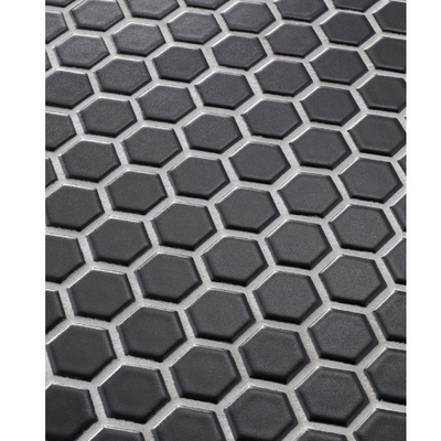 Hex Matte Black Porcelain Mosaic Wall and Floor Tile - 1 x 1 in.