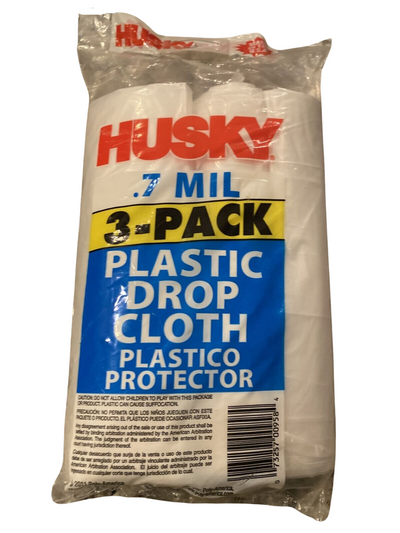 Husky Plastic Drop Cloth, 0.7 Mil, 3-Pack