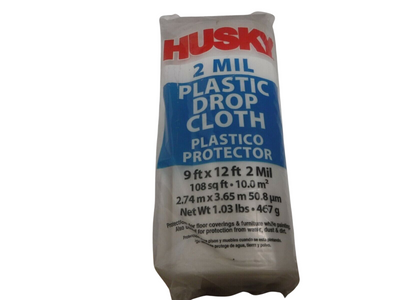 Husky Plastic Drop Cloth, 9' x 12'