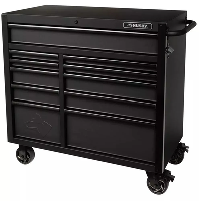 Husky Industrial 41 in. W x 21.5 in. D 11-Drawer Rolling Cabinet Tool Chest in Matte Black