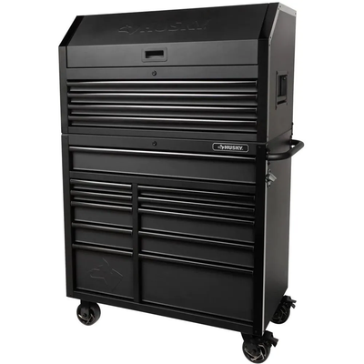 Husky Industrial 41 in. W x 21.5 in. D 15-Drawer Tool Chest and Cabinet Combo in Matte Black