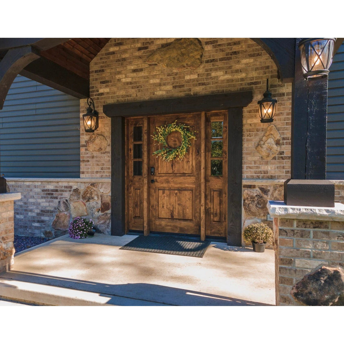 Krosswood Doors 36 in. x 80 in. Rustic Knotty Alder 2-Panel Top Rail Arch Solid Wood Core Stainable Right-Hand Prehung Exterior Door