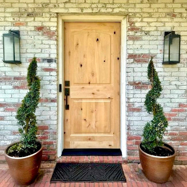 Krosswood Doors 36 in. x 96 in. Knotty Alder 2-Panel Left-Hand Inswing Black Stain Prehung Wood Front Door