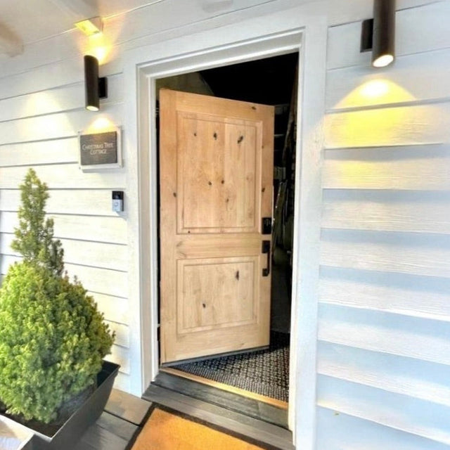 Krosswood Doors 42 in. x 96 in. Knotty Alder 2-Panel Left-Hand Inswing Grey Stain Wood Prehung Front Door