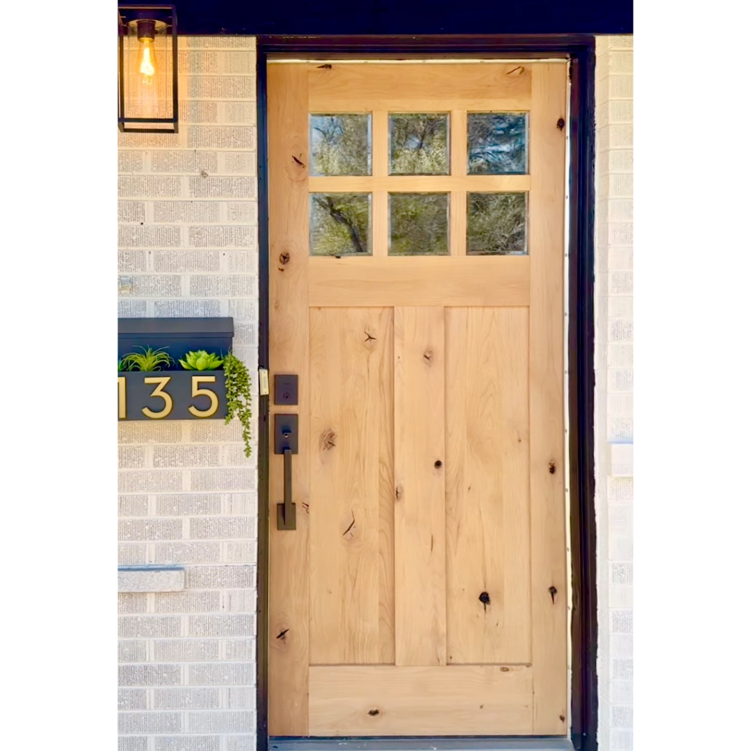 Krosswood Doors 64 in. x 80 in. Craftsman Knotty Alder 2-Panel 6-Lite DS Unfinished Left-Hand Inswing Prehung Front Door with Sidelites