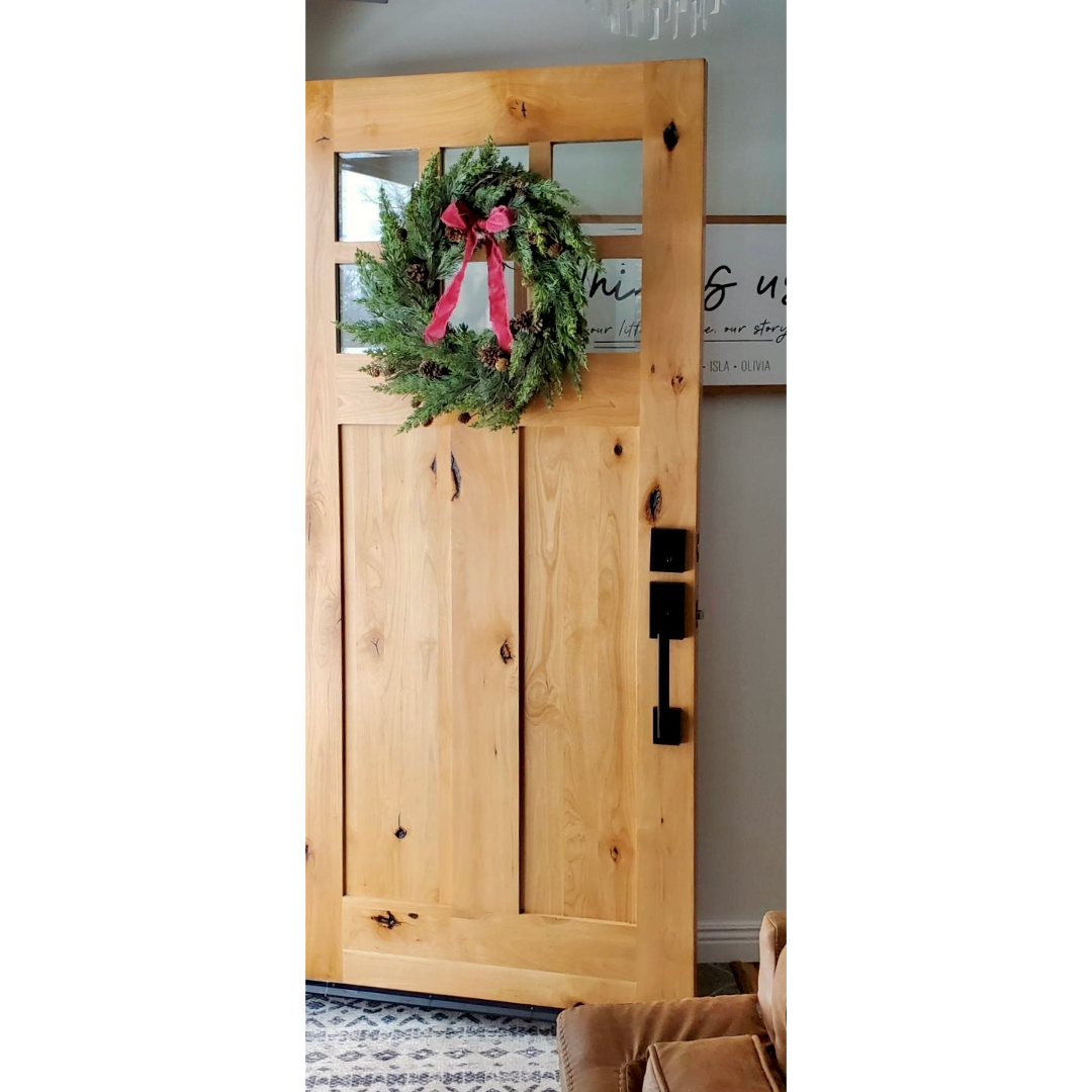 Krosswood Doors 64 in. x 80 in. Craftsman Knotty Alder 2-Panel 6-Lite DS Unfinished Left-Hand Inswing Prehung Front Door with Sidelites
