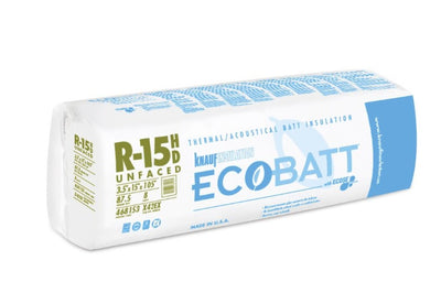 Knauf Insulation Ecobatt R-15 HD Unfaced Fiberglass Insulation Batts 3.5" x 15" x 105" 87.5 SF