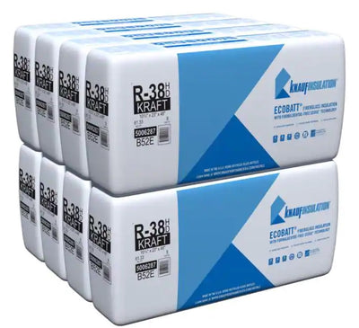 Knauf Insulation Ecobatt R-38 HD Kraft Faced Fiberglass Insulation Batts 10.25" x 23" x 48" 61.33 SF