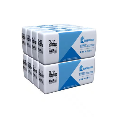 Knauf Insulation Ecobatt R-11 Unfaced Fiberglass Insulation Batts 3.5" x 23.25" x 93" 240.25 SF (8 Bags)