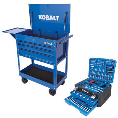 Kobalt 4-Drawer Steel Rolling Tool Cabinet and 277 Piece Mechanics Tool Set